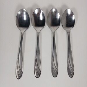 (4) Cambridge Medina Teaspoon Stainless Steel Silverware Glossy Satin Frosted